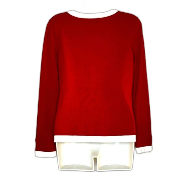 PENDLETON RED & OFF WHITE COTTON SWEATER SIZE M GOLD BUTTONS *SEE DESCRIPTION* - Picture 9 of 11